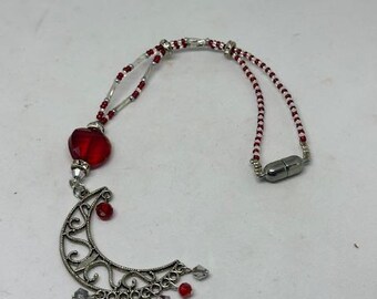 CRESCENT MOON w/ Crystals & Moon Car Charm, Car Accessories Rear View Mirror Decoration, Pretty Moon Car Decor, New Car Gift, Car Accessory