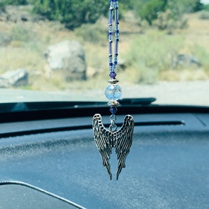 ANGEL Wings (Mini-Crystal-Lavender) Car Accessories Rear View Mirror Charm, Angel Wings Car Charm, Angel Wings Car Mirror Charm, Angels