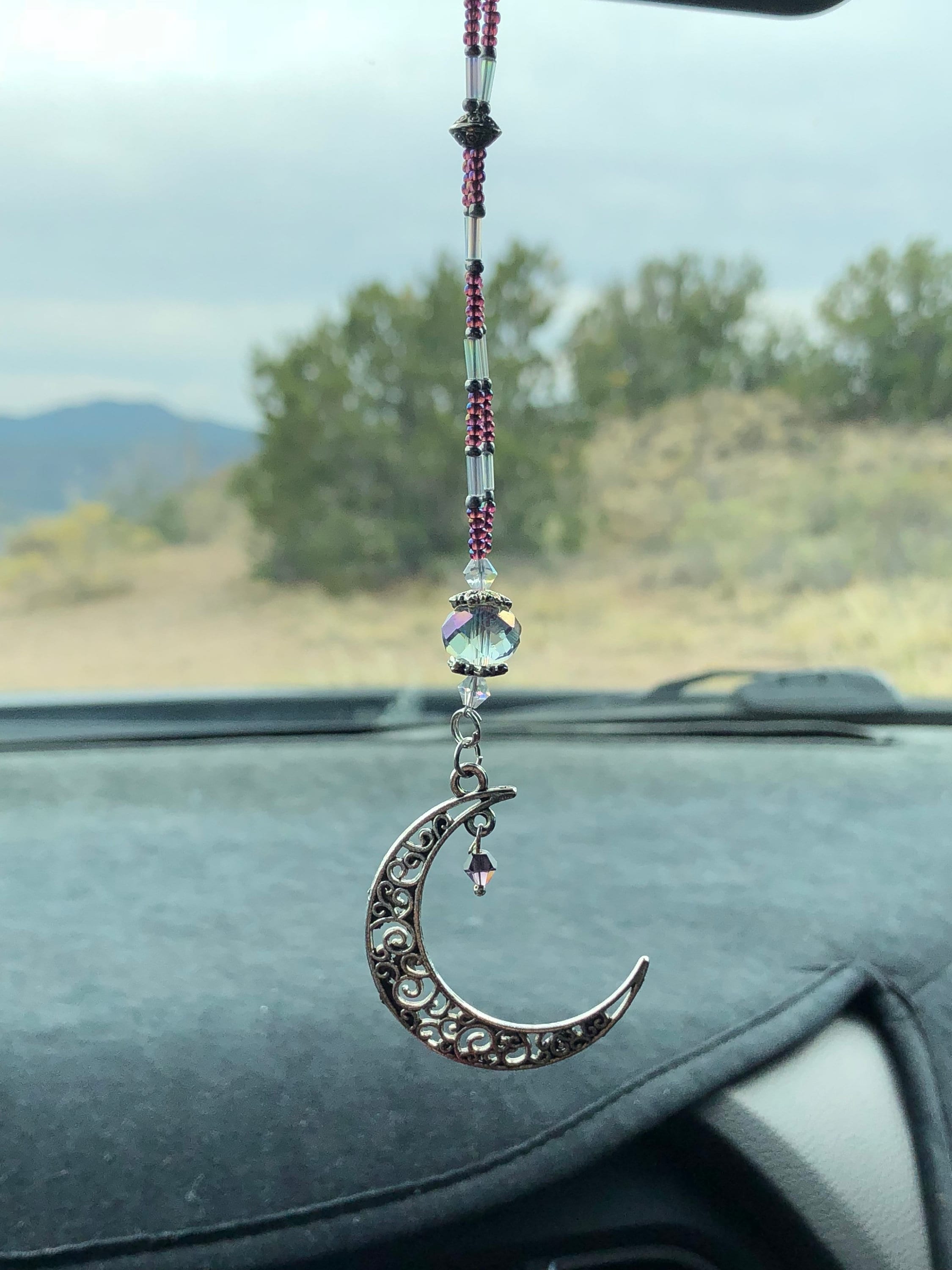 CRESCENT MOON (purple Iridescent) Car Accessories Rear View Mirror