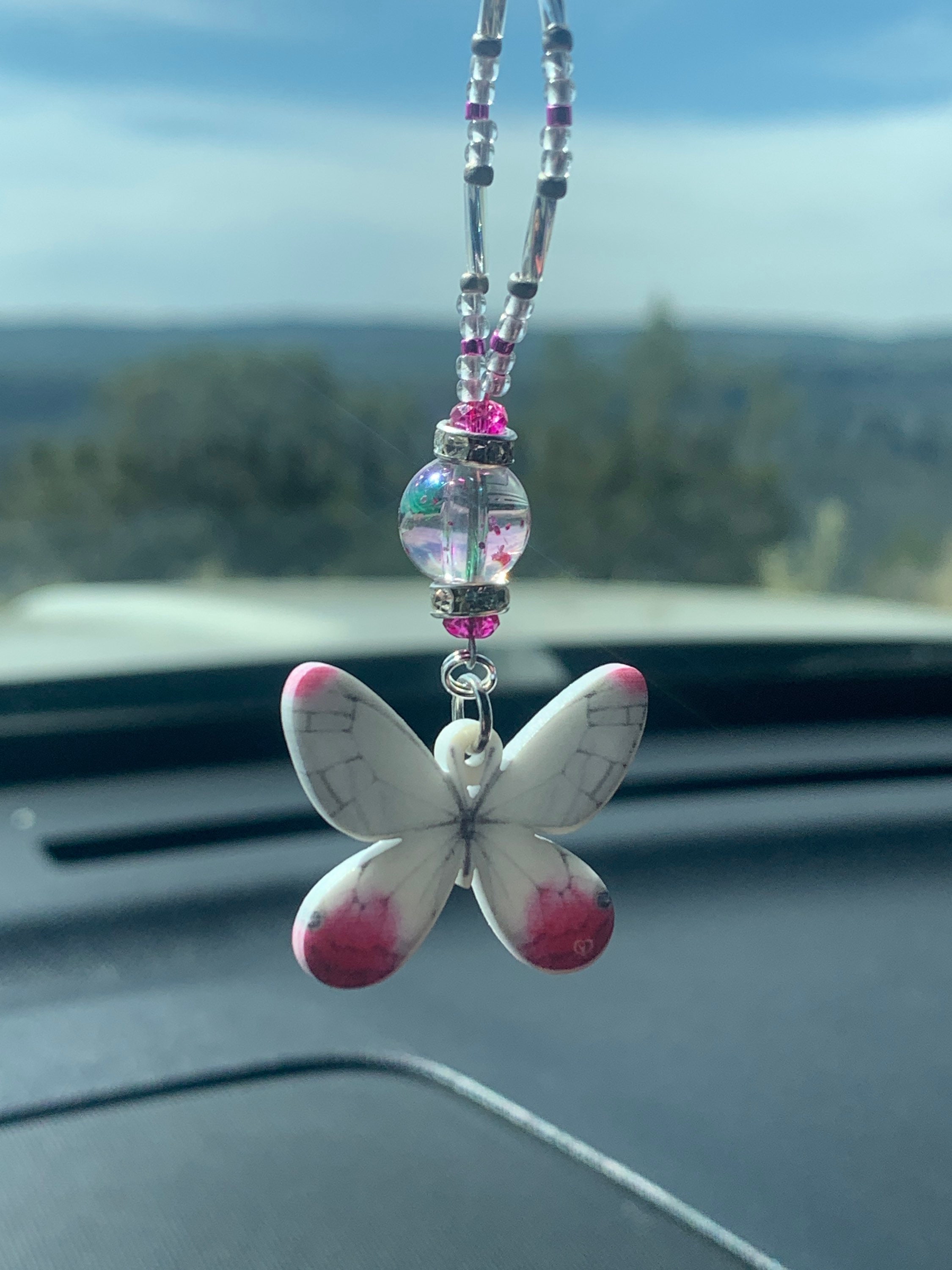 BUTTERFLY double Sided-green Car Charm/car Accessories Rear View