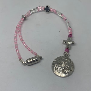 SAINT CHRISTOPHER (Crystal & Light Pink) Car Charm, Car Accessories Rear View Mirror Car Charm, Car Mirror Accessory