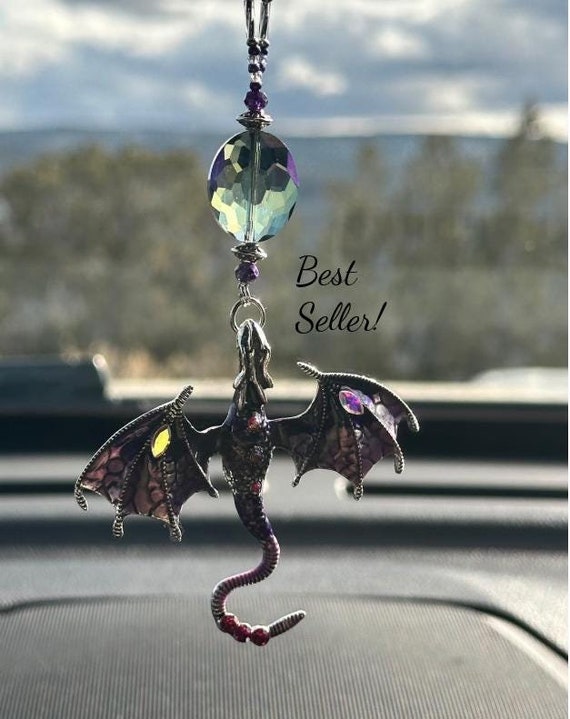 Pendentif Licorne Au Crochet Pour Rétroviseur Voiture - Breloque Tricotée Main - Accessoire Déco Cadeau