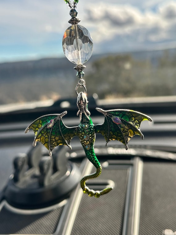 車のパーツ DRAGON DRAGON-3D-LG (grn-gld) Car Accessories Rear View Mirror Car Charm