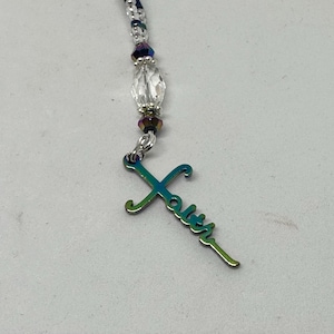 FAITH (Cryst-Rnbw) Car Accessories Rear View Mirror Car Charm, Car ornament, Handmade Car Charm, Car Charm, Rearview mirror charm, Car Decor