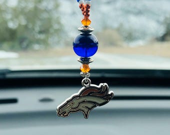 FOOTBALL TEAM (Orng & Blu) Car Accessories Rear View Mirror Car Charm, Football Car Charms, Football Car Charm, Football Car Accessory Charm