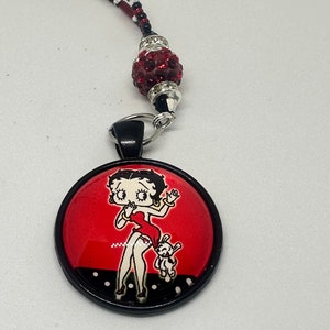 BETTY BOOP (Czerwony i Czarny) Akcesoria Samochodowe Lusterko wsteczne Samochodowe Urok, Nowy Urok Samochodowy, Betty Boop Samochodowe Akcesoria