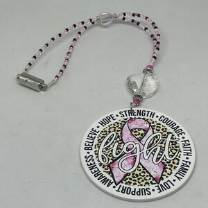 BREAST CANCER (Fight) Car Charm, Car Accessories Rear View Mirror Decoration, Pretty Car Decor, New Car Gift, Cancer Car Accessory, Cancer