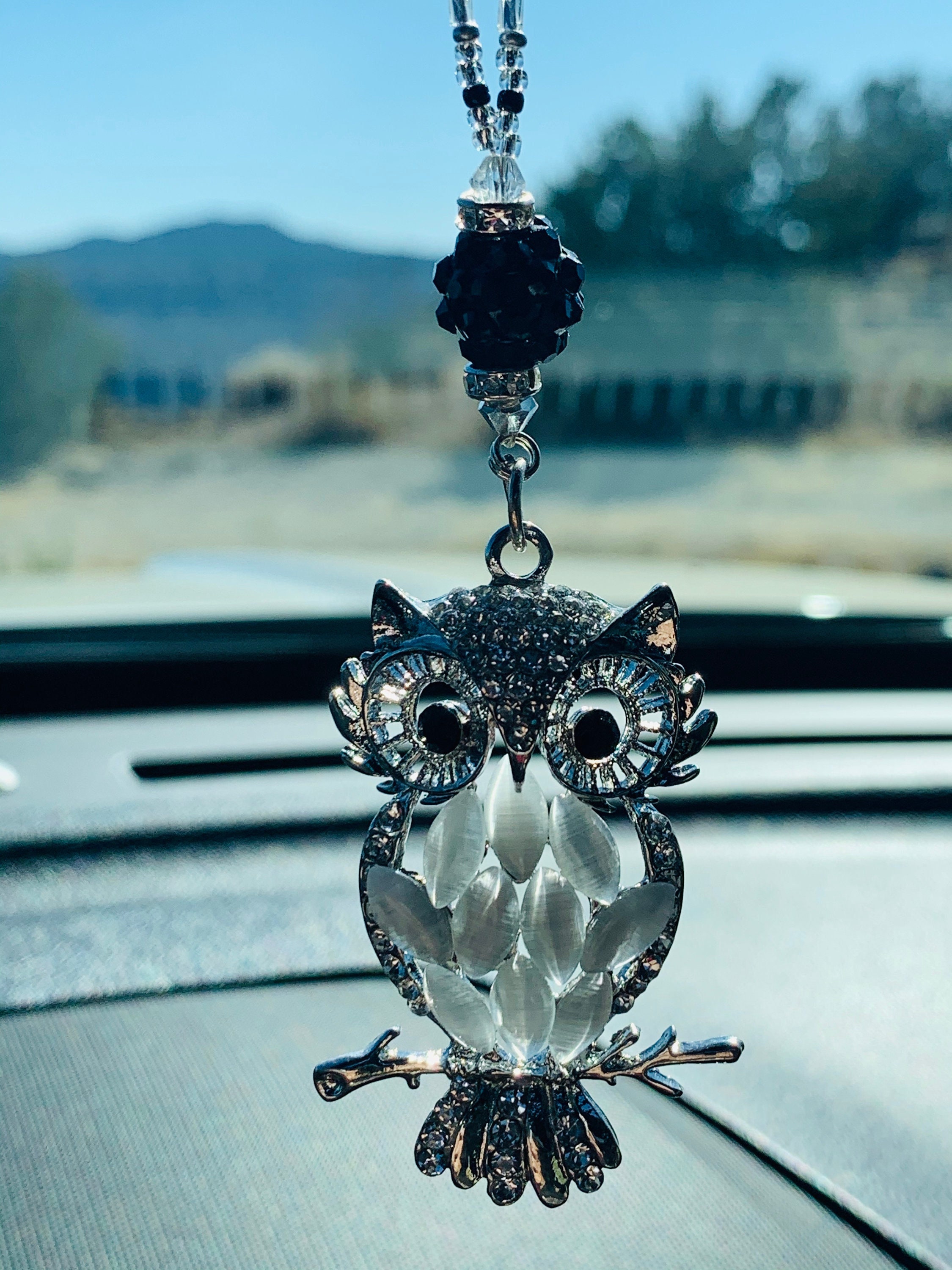 Handmade Car Rear View Mirror Charms Hanging Accessories Decorations  Crystal Rearview Mirror Car Charm Ornament Pendant Decor