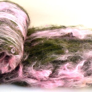 Fiber Art Batt, merino, superwash merino, yearliing mohair, nylon, spinning batt, hand dyed, drum carded fiber, wool batt,"Donna" 4 oz