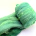 Fiber Art Batt, fiber spinning batt, felting batt, hand dyed, green, drum carded smooth batt, wool, Cotswold, "4 leaf clover " 3.8 oz