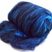 Merino Bamboo, spinning fiber batt, hand dyed, blue, black, Drum carded smooth, art batt, spinning wool, Colorway "Midnight Boo" 4 oz