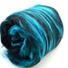 Merino Bamboo, spinning fiber batt, hand dyed, turquoise, blue, black, Drum carded smooth, art batt, Colorway "Electric Boogie" 4 oz.