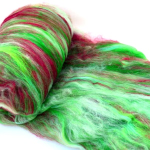 Bambú superlavado, mezcla de nailon, merino superlavado, nailon de bambú, guata para calcetines, teñida a mano, roja, verde, guata suave, color "Noel", 4 oz