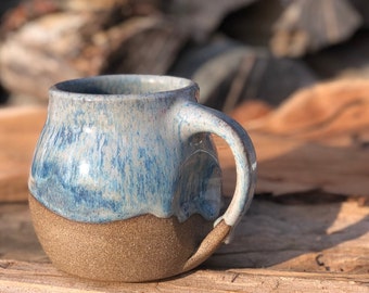Mug, Coffee Mug, Blue Coffee Mug, Ceramic Mug, Pottery Mug, Handmade Mug, Stoneware Mug, Indent Mug, Drip Mug, Ready to Ship