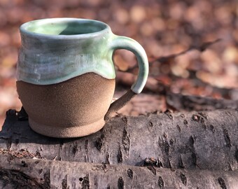 Mug, Coffee Mug, Green Coffee Mug, Ceramic Mug, Pottery Mug, Handmade Mug, Stoneware Mug, Speckled Mug, Large Mug, Stein, Ready to Ship