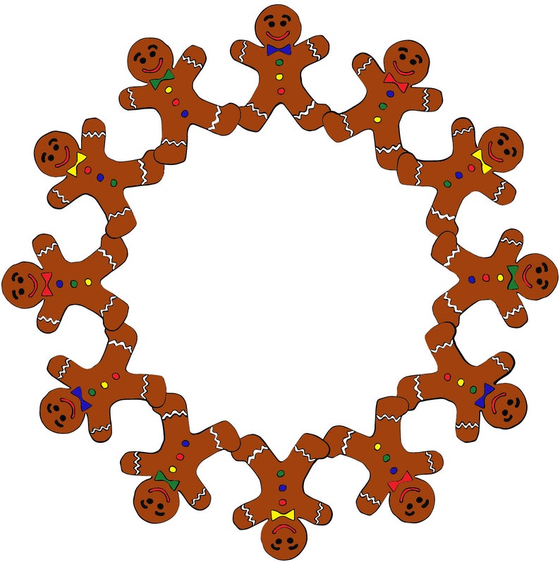 digital download Wall decor etc. jpg eps files svg Ornaments pdf png Holiday cards Gingerbread Man Wreaths
