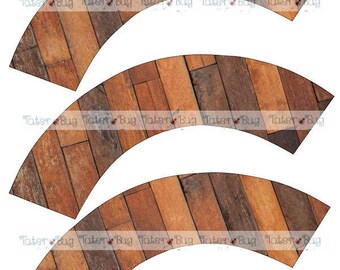 Wood Print H Cupcake Wrappers (Digital File Only)
