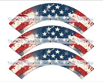 Distressed Patriotic Cupcake wrapper Digital file only