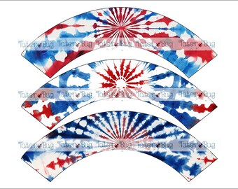 Patriotic Tie Dye Cupcake wrapper Digital File Only