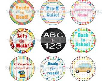 Back to School 1" Bottlecap Images (Digital Files Only!) Instant Download