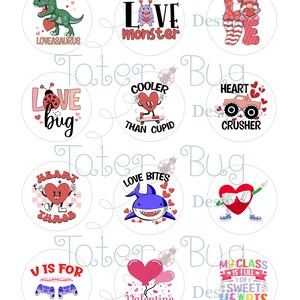 2 inch Valentine Cupcake Toppers Instant Download