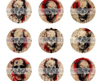 1inch Bloody skulls printable bottlecap