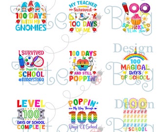 100 days 1 inch bottlecaps Bright Colors Instant Download