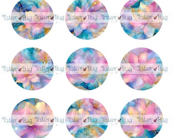 Watercolor Flower 1in Circle Digital File Only