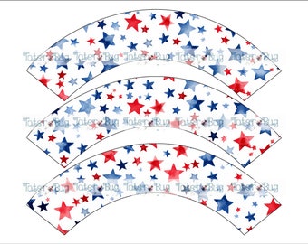Patriotic Stars Cupcake Wrapper Digital File only