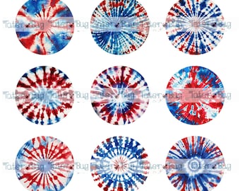Patriotic Tie Dye 1in Circle Bottlecap Digital File Only