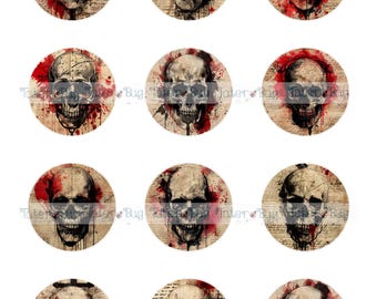 2in Bloody Skulls Printable Toppers