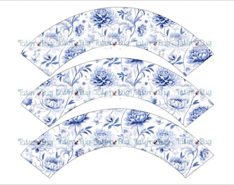 Blue China Flower Cupcake wrapper