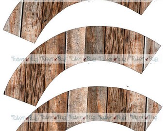 Wood Print B Cupcake Wrapper (Digital File Only)