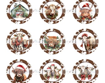 Christmas Cows 1 inch Bottlecap