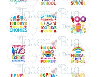 100 days Bright Colors 2 inch Cupcake Topper Instant Download
