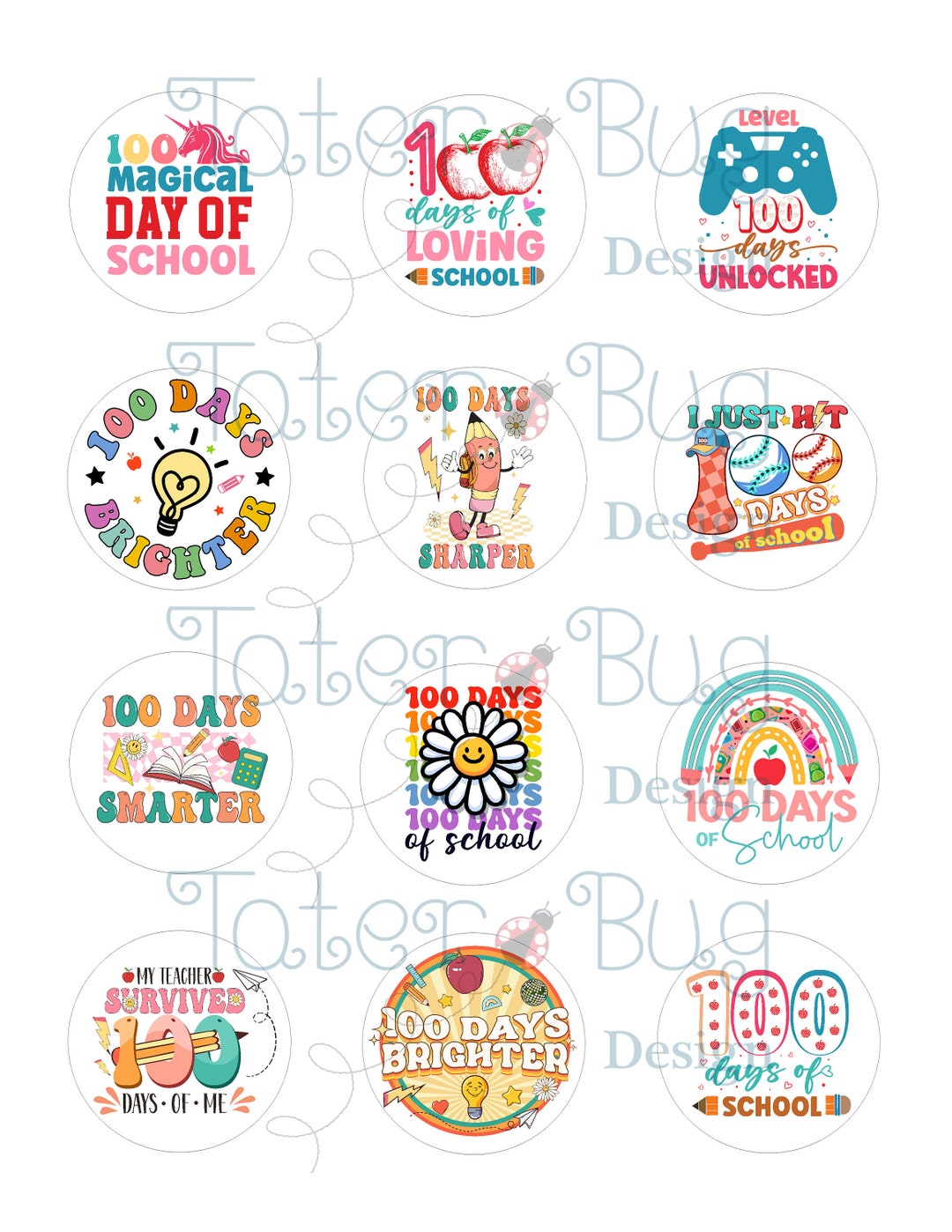 100 Days Printable Cupcake Toppers 2 Inch - Etsy