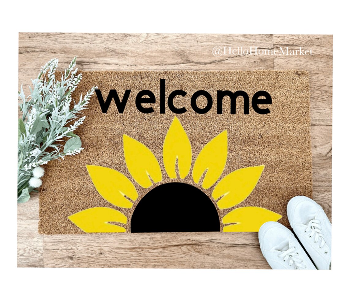 Sunflower Door Mat Summertime Decor Summer Doormat Etsy