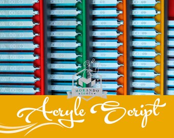 Acryle SCRIPT Font Stamps. Different SIZE option !!!! ;) Professional tool Stamps