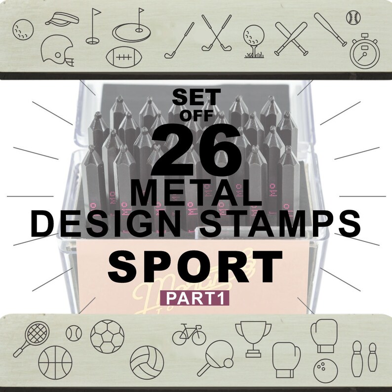 26 Sport Design stamps Part 1 Metal design stamps Etsy