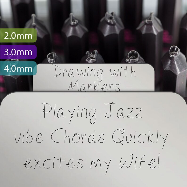 DRAWING WITH MARKERS metal letter stamps Professional tool Stamps Different Sizes Complete Set