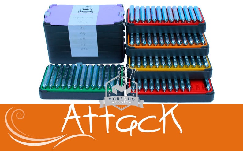 Professional tool Stamps Attack font STAMPS,Complete Set. Different Sizes Option ;