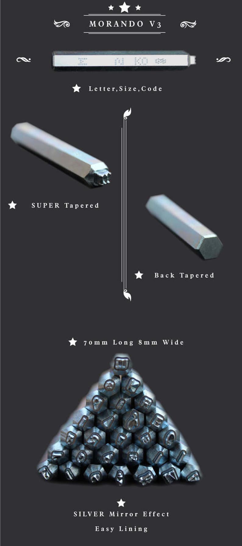 Professional tool Stamps Attack font STAMPS,Complete Set. Different Sizes Option ;