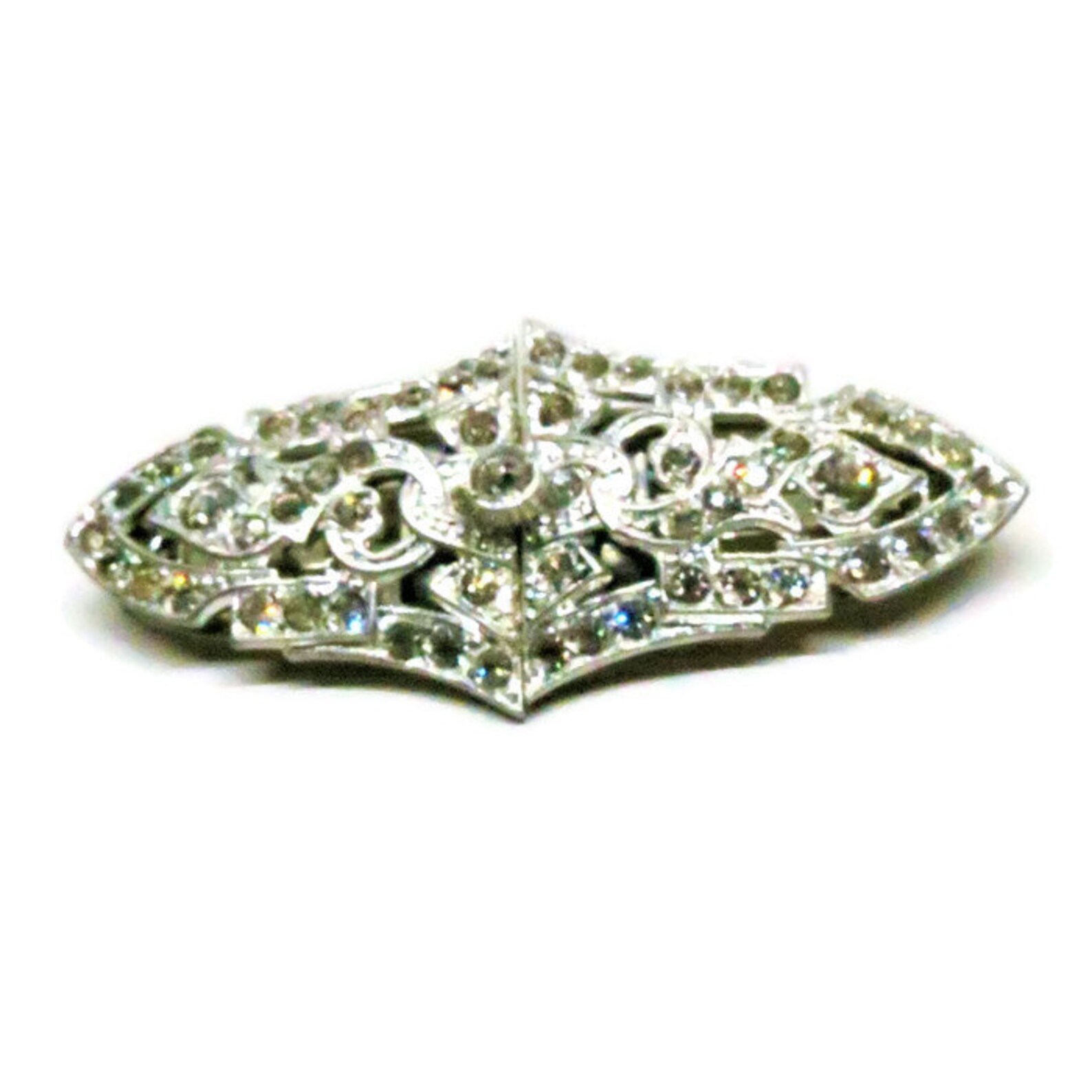 Rhinestone Duette Dress Clips Vintage Silver Tone Clear Etsy