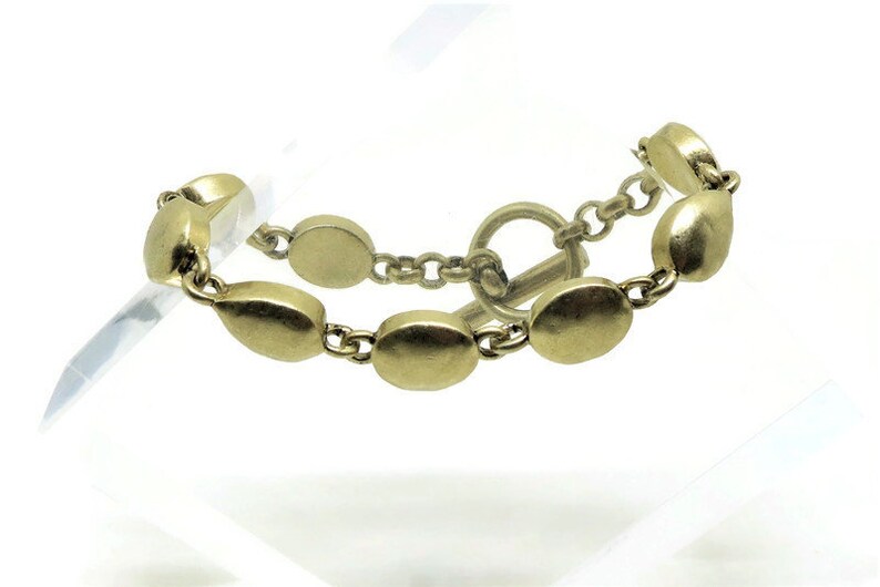 Bold Vintage Cole Signed Bracelet Brass Tones Smooth Etsy