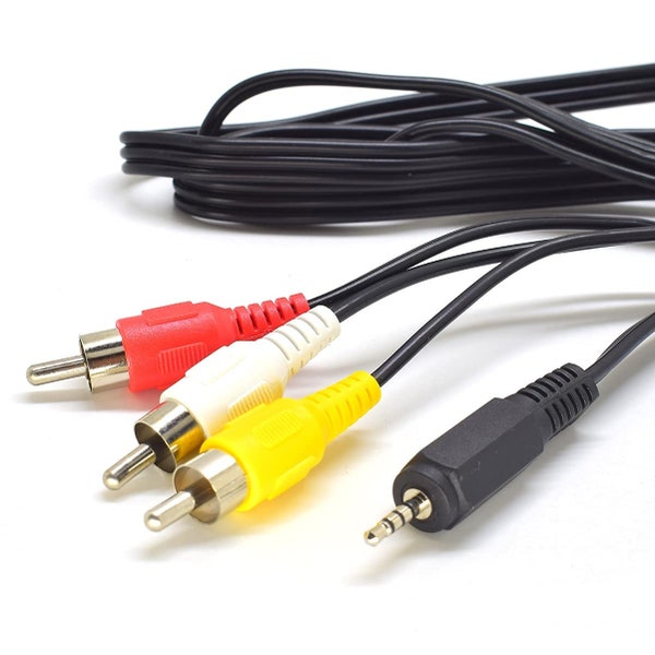 2.5mm Male to RCA Male Plug Audio Video AUX Cable, 2.5 mm to RCA Camcorder Video Cable Audio Video Famicom Mod Smartphone Gameboy