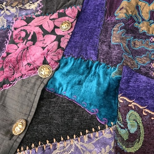 Tapestry Patch Women's Vintage Jacket Patchwork Size XXL 2X Boho