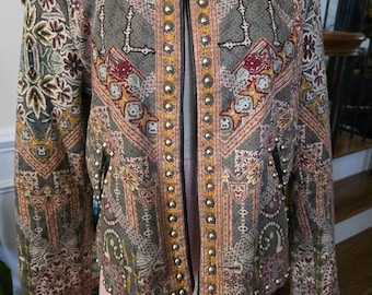 Hemant and Nandita Boho Jacket Studded Quilted Coat Large Anthropologie