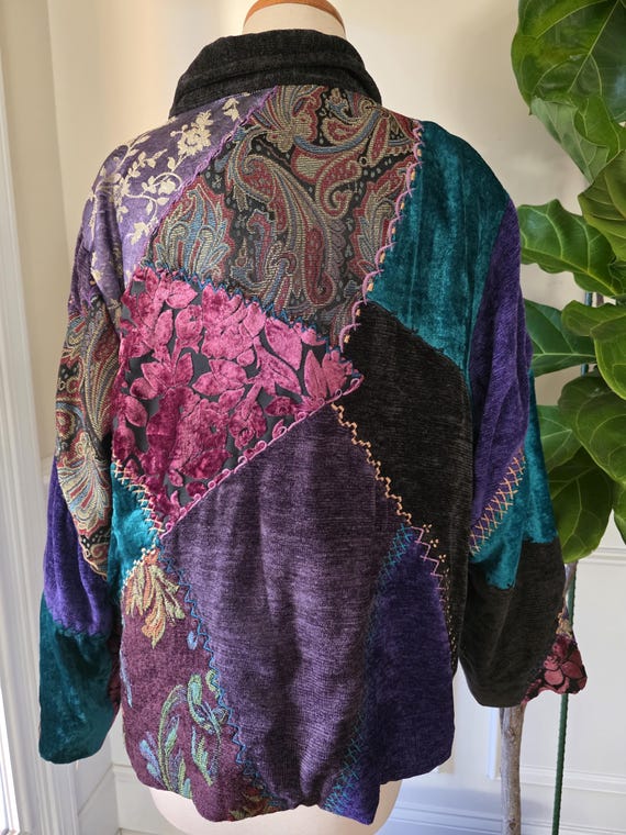 Tapestry Patch Women's Vintage Jacket Patchwork Size XXL 2X Boho