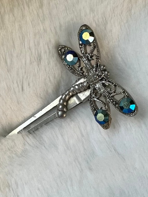 Vintage Dragonfly Hair Barrette with Aurora Boreal