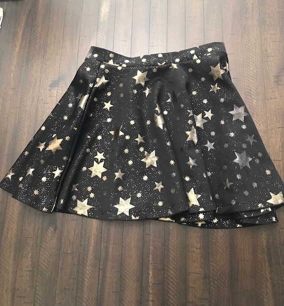 Vintage Gold Star Galaxy Skater Skirt Made in Kore